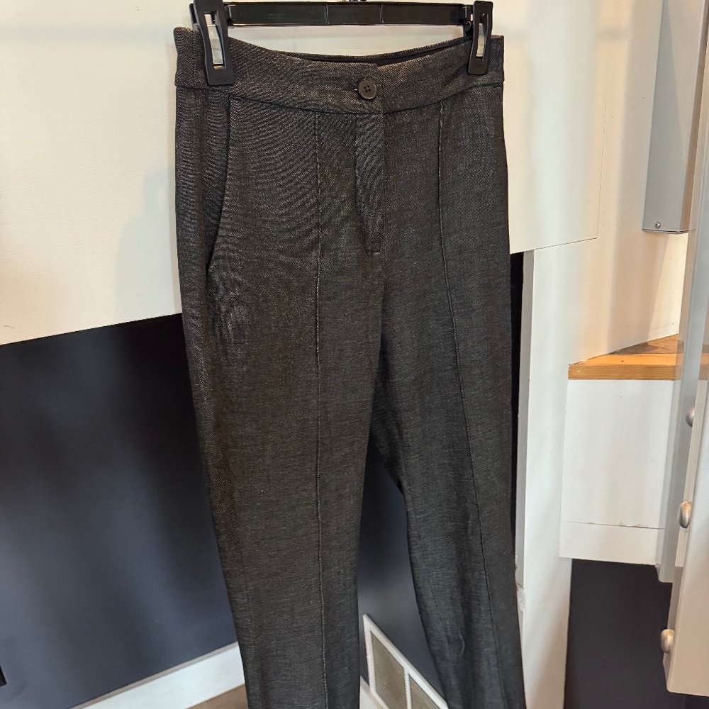 Express Ankle High Rise Pintuck Charcoal Gray Dress Pants